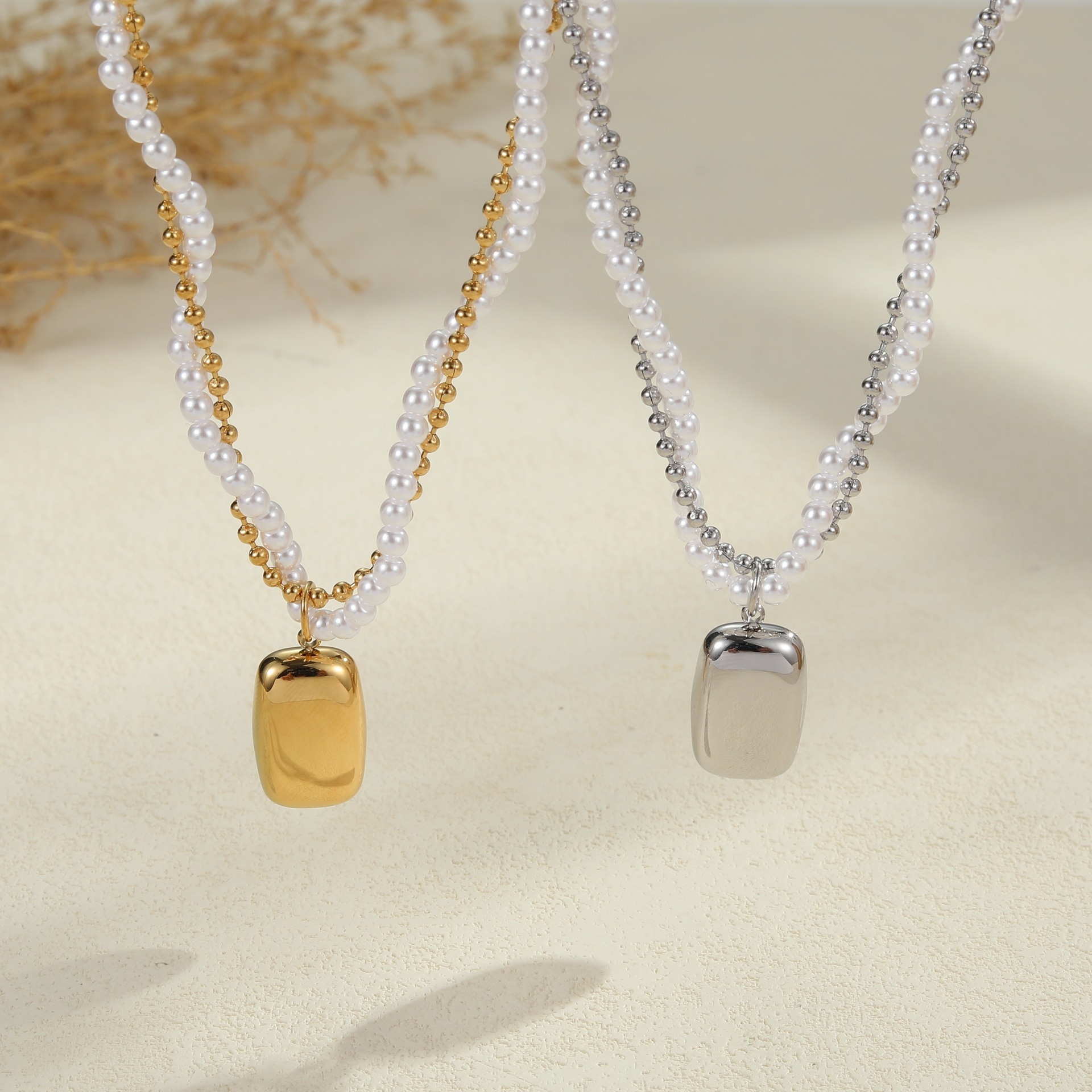 Fashionable Versatile Heart Shaped Necklace With Small Beads Luxury Feelings Jewelry Accessories For Women Geometric Pattern Stainless Steel