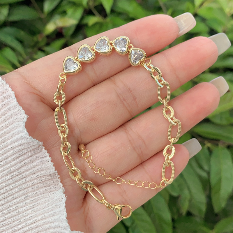 Classic Minimalist Copper Plated 18K Gold Zircon Jewelry Set For Men And Women Daily Wear Perfect Gift Set Includes Necklace And Bracelet
