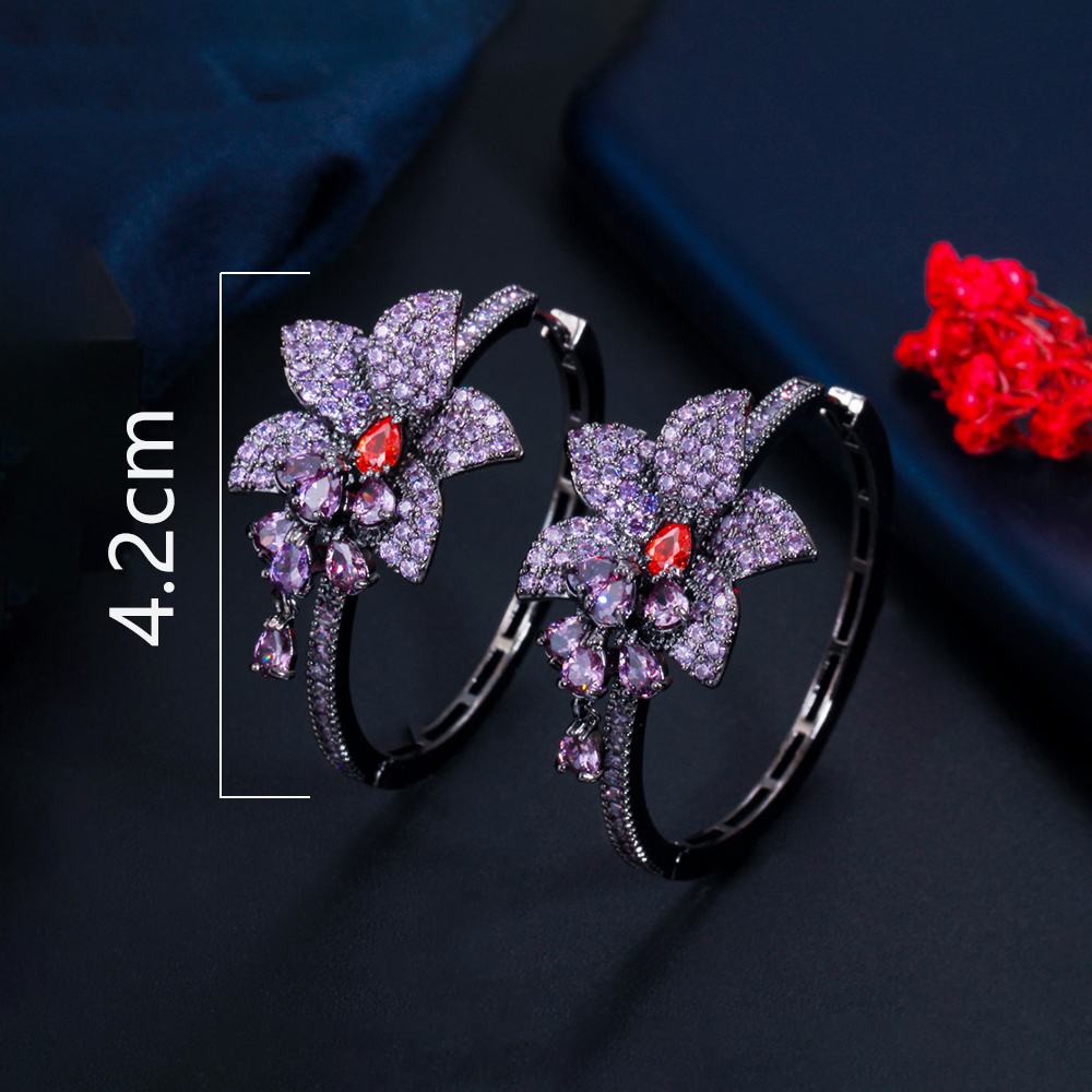 1 Pair Vintage Style Classic Style Geometric Flower Inlay Copper Zircon Earrings