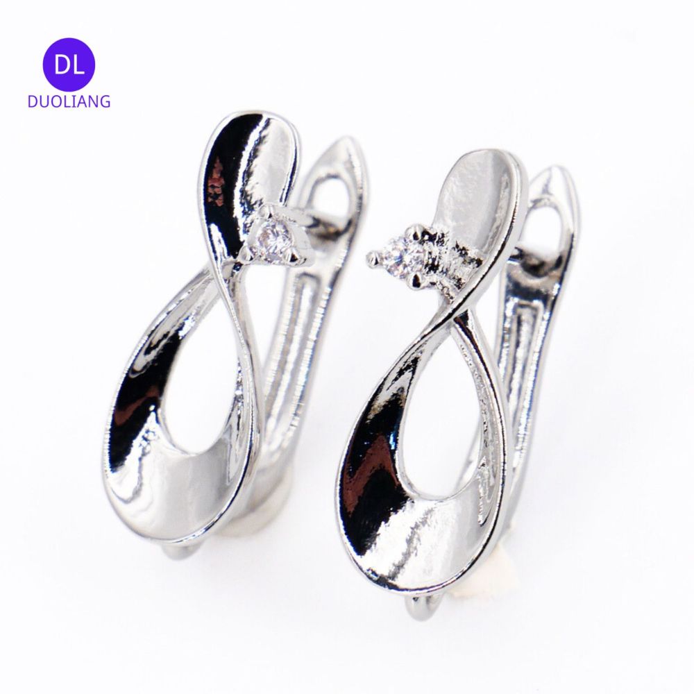 Bright Copper Earrings Plated With Genuine 18K Gold Micro-Set Zirconia Smooth Surface Ear Clips DIY Earring Jewelry Accessories