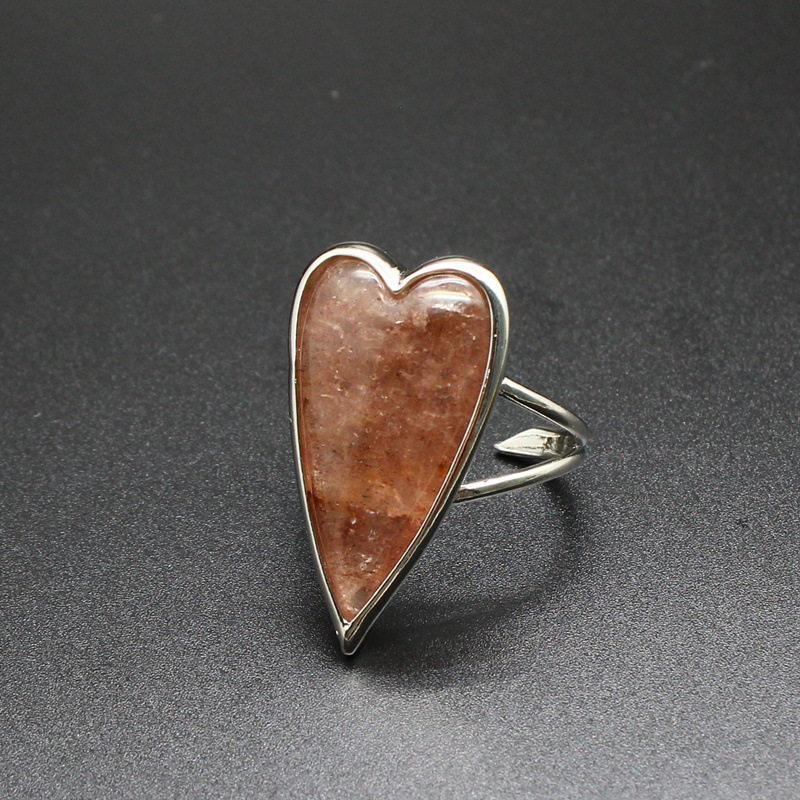 Retro Heart Shaped Purple Quartz Tiger Eye Stone Ring  Luxury Light Luxury DIY Accessories Sales Jewelry