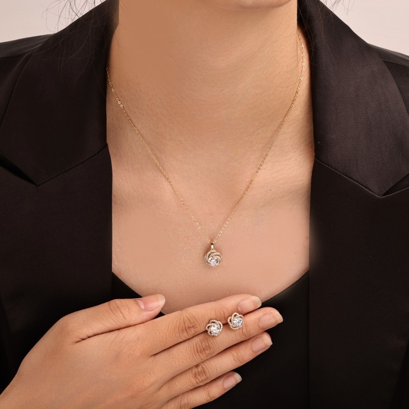 Flower Copper Elegant Jewelry Set