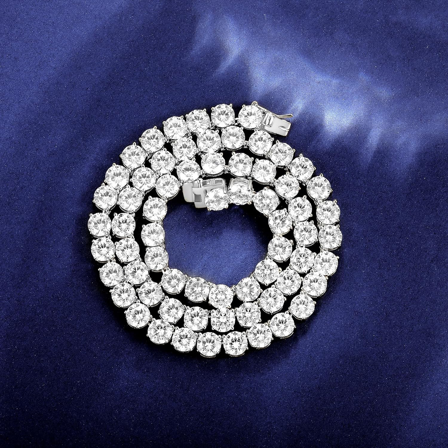 Fashionable 18K White Gold Plated Tennis Necklace With 4 Prongs 5mm 6mm Copper Inlaid Zirconia Unisex Basic Style Diamond Shape