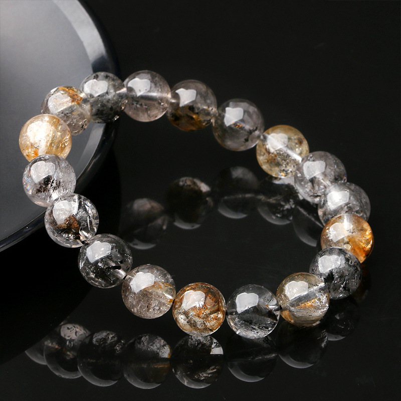 Natural Crystal Flashing Diamond Bracelet Black Yellow Crystal Lucky Oil Dare Circle Donghai Tokyang Crystal Geometric Pattern