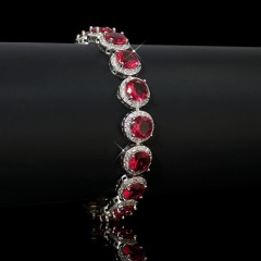 Red Zirconium White Gold Bracelet 18cm