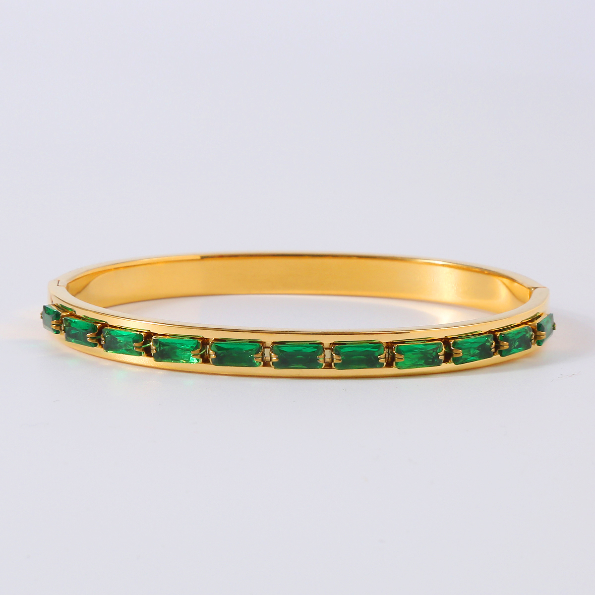 Classic Style Oval 304 Stainless Steel Zircon Bangle In Bulk