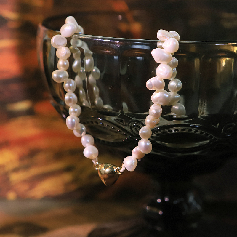 Heart Copper Clasp Natural Pearl Necklace For Women Original Handmade Fresh Versatile High-end Beaded Choker Collarbone Chain 18K Gold Plated