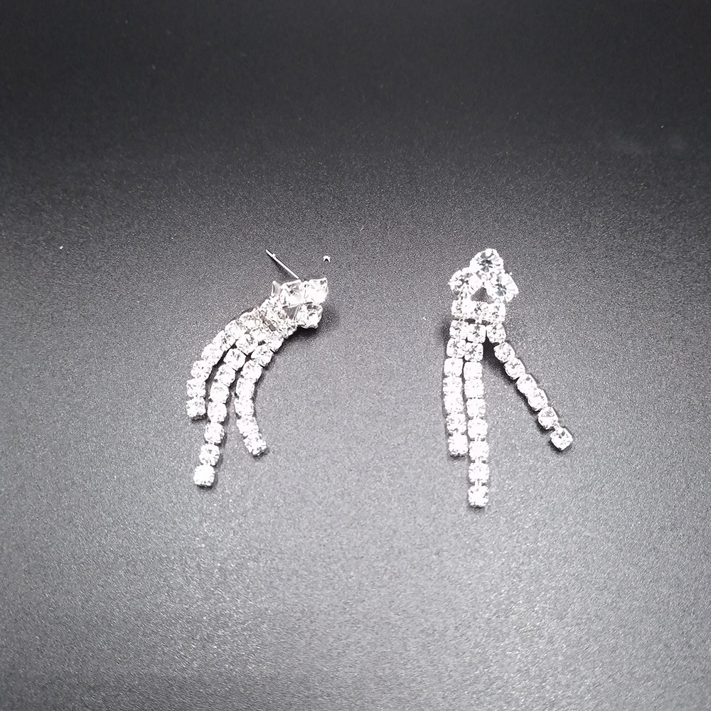 Exquisite Full Drill Claw Chain Evening Wedding Jewelry Earrings Necklace Set Fashionable Welding Accessories Elegant Round Oval Plated