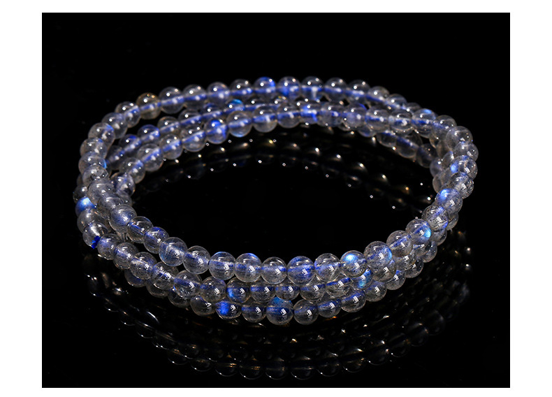 Fashion Multi-Circle Bracelet Natural Blue Light Round Bead Accessories Geometric Pattern Gray Moonstone Multifunctional Jewelry Hand Accessory Unisex