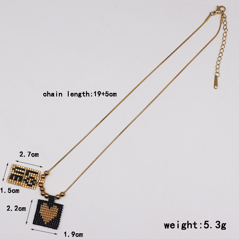 PVD Coated Gold Plated Letter Heart Shape 304 Stainless Steel Glass Ethnic Style Bohemian Classic Waterproof Non Tarnish Pendant Necklace
