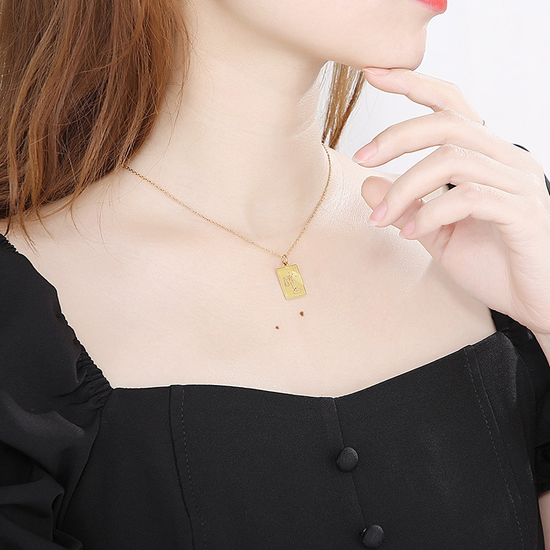 304 Stainless Steel Constellation PVD Coated 18k Gold Plating Simple Style Classic Style Plating Pendant Necklace
