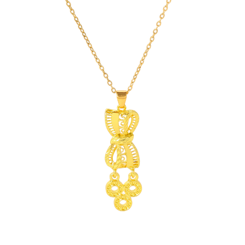 3pcs Fashion Personality Bowknot Copper Coin Pendant Necklace Earrings, Suitable For Daily Wear, Parties, And Holiday Gifts