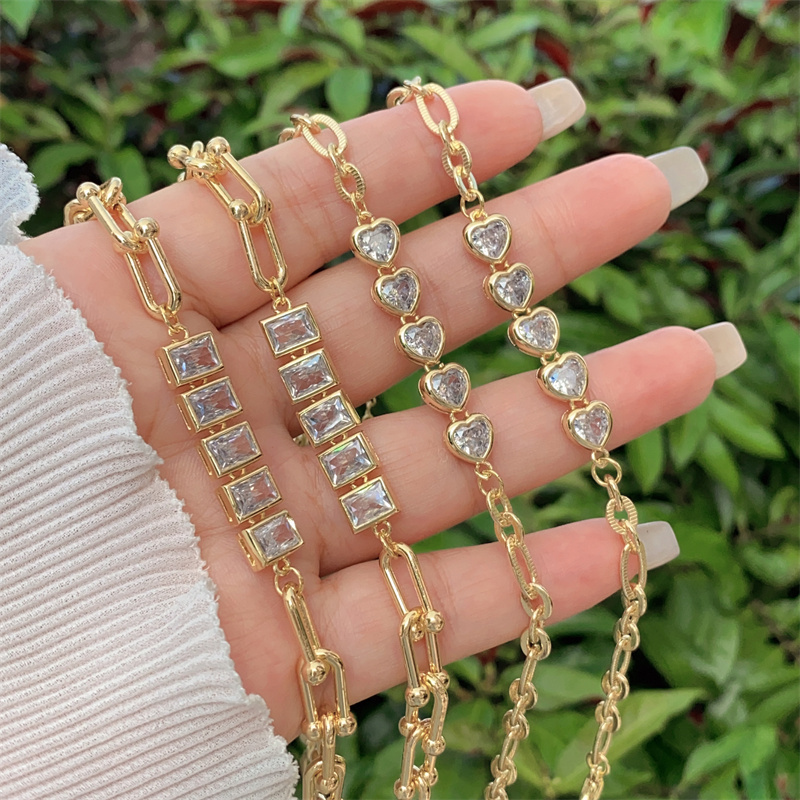 Classic Minimalist Copper Plated 18K Gold Zircon Jewelry Set For Men And Women Daily Wear Perfect Gift Set Includes Necklace And Bracelet