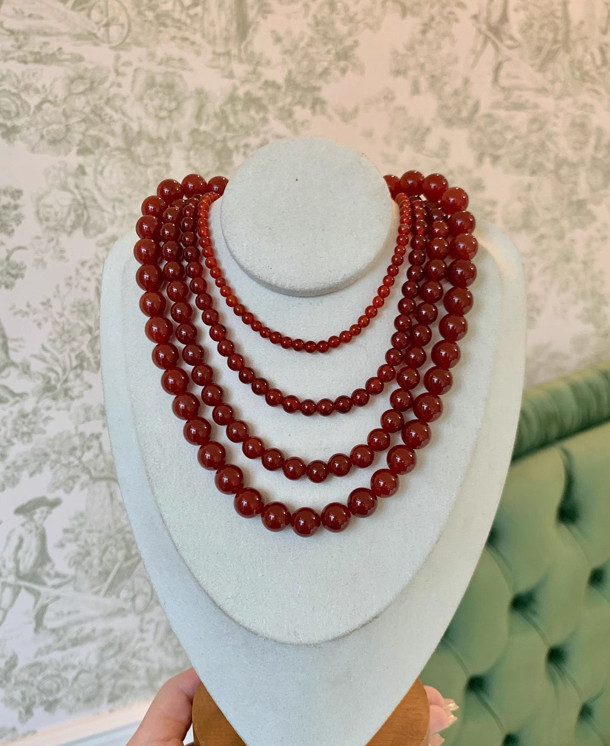 Retro Classic Style Geometric 925 Sterling Silver Agate Beaded Chain Beaded Necklaces Wholesale