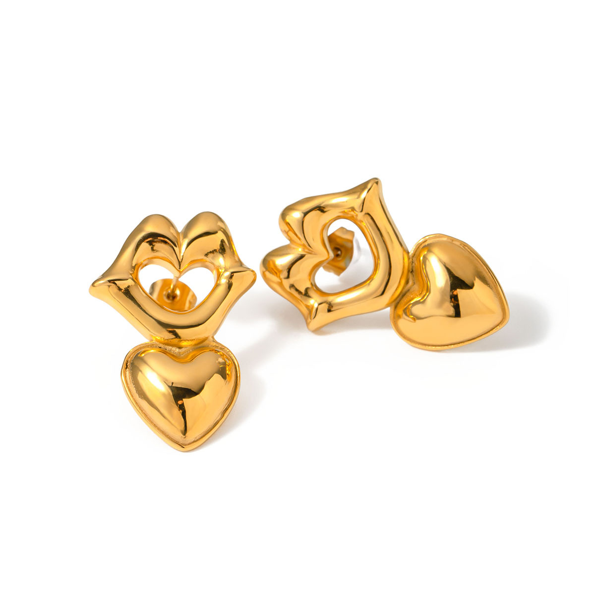 316 Stainless Steel  PVD Coated Lips Heart Shape IG Style Drop Earrings For Women's