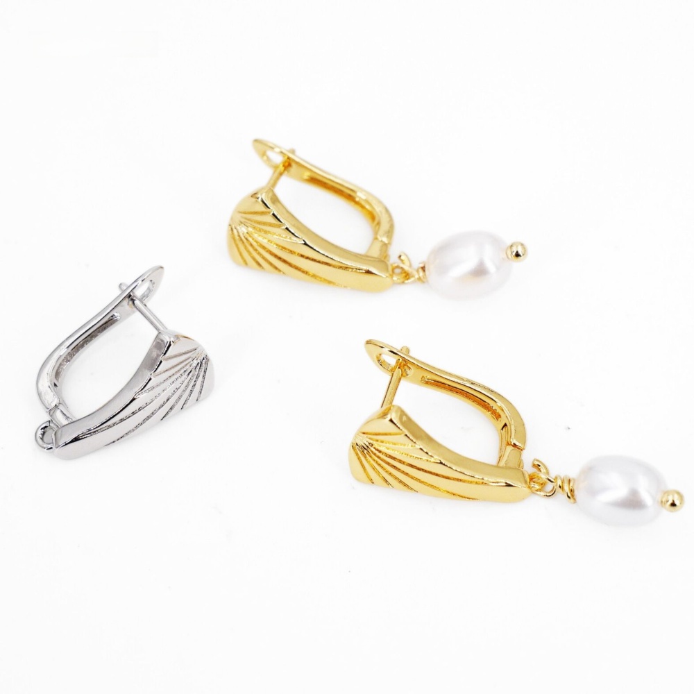 Eco-friendly DIY Copper Plated 18K Gold Totem U-shaped Ear Clip Jewelry Accessories Shell Inlaid Simple Women