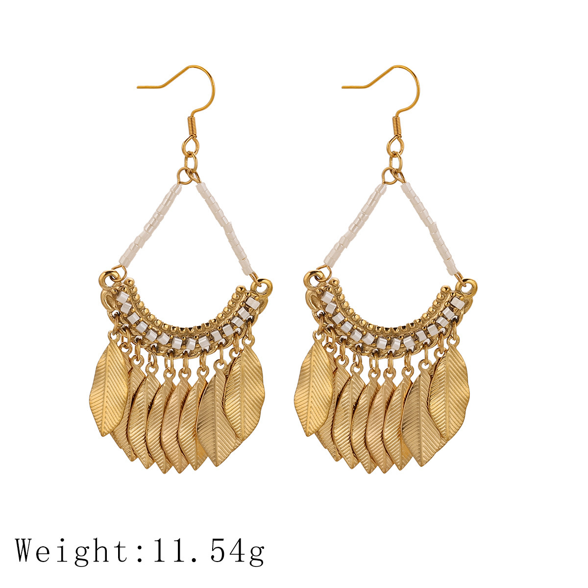 Vintage Ethnic Tassel Earrings Handmade Woven Jewelry Geometric Pattern Stainless Steel Luxurious Style Women's Earrings Travel Accessories