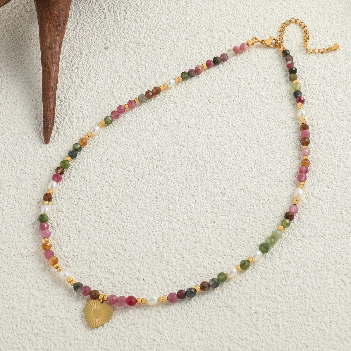 IG Style Modern Style Heart Shape Natural Stone Freshwater Pearl Beaded Women's Pendant Necklace