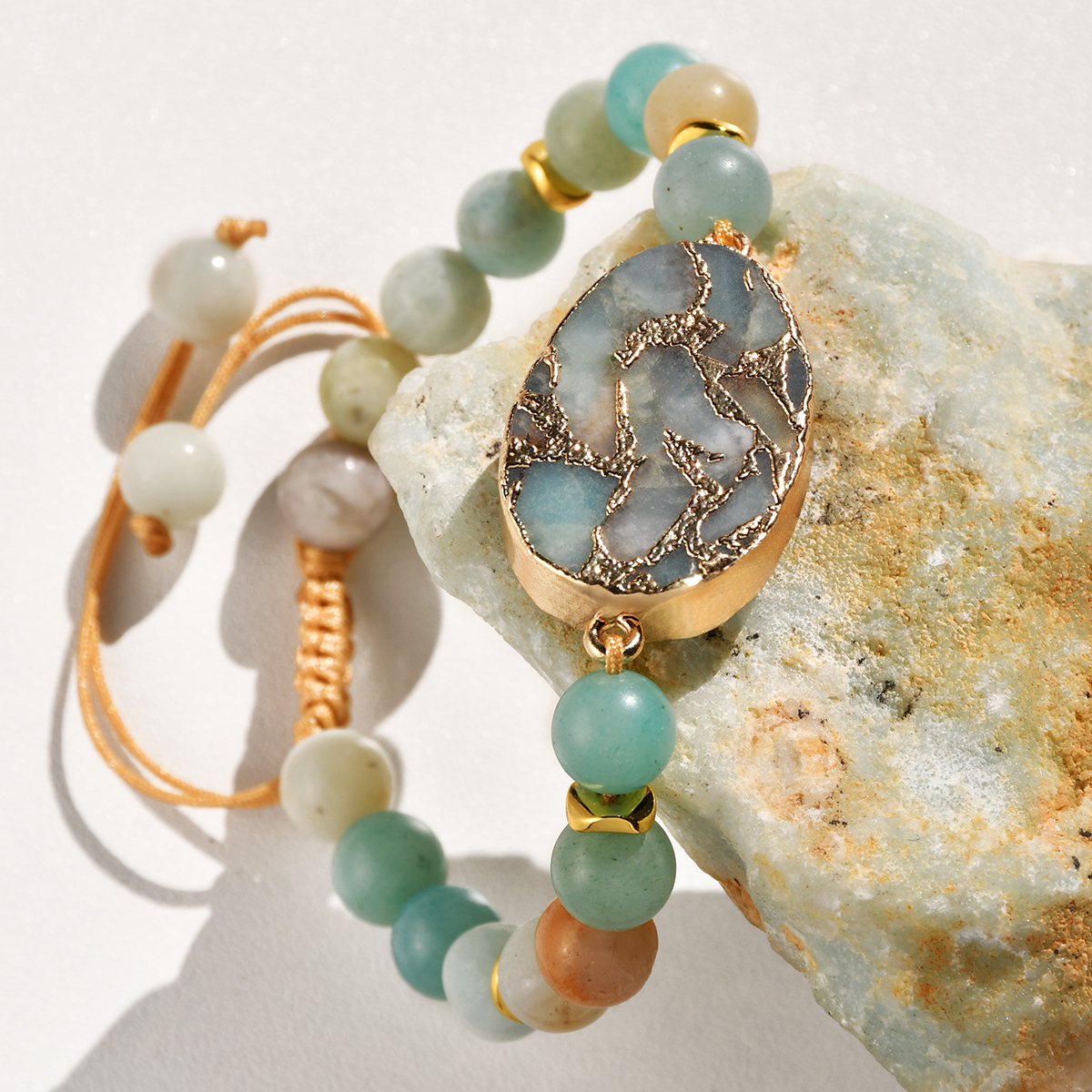 Vacation Classic Style Stone Natural Stone Beaded Chain Bracelets In Bulk