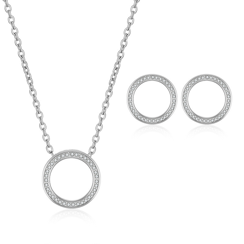 Round Copper Classic Style Earrings Necklace