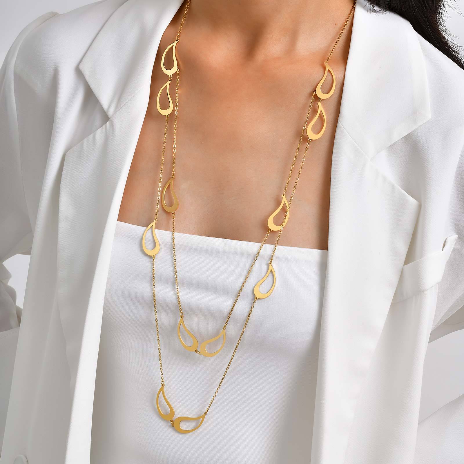 Stainless Steel Geometric Design Necklace Multi-style Women's High-end Jewelry Accessories Colorful Beads Irregular Shape Stackable