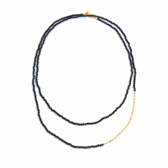 Gold Natural Black Pointed Crystal Necklace