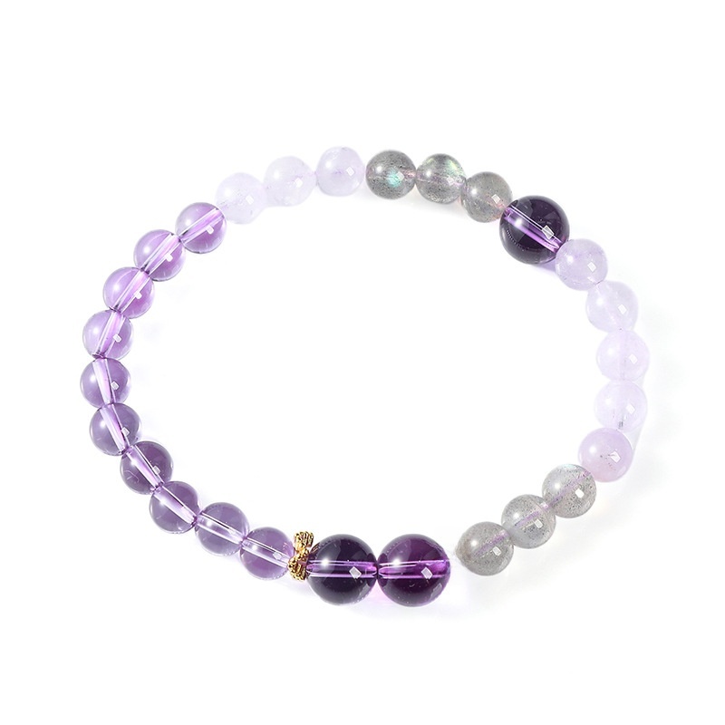 JD Jewelry Natural Amethyst Lucky Bead Design Bracelet Ice Transparent Purification High-end Feel Women's Accessories Simple Style