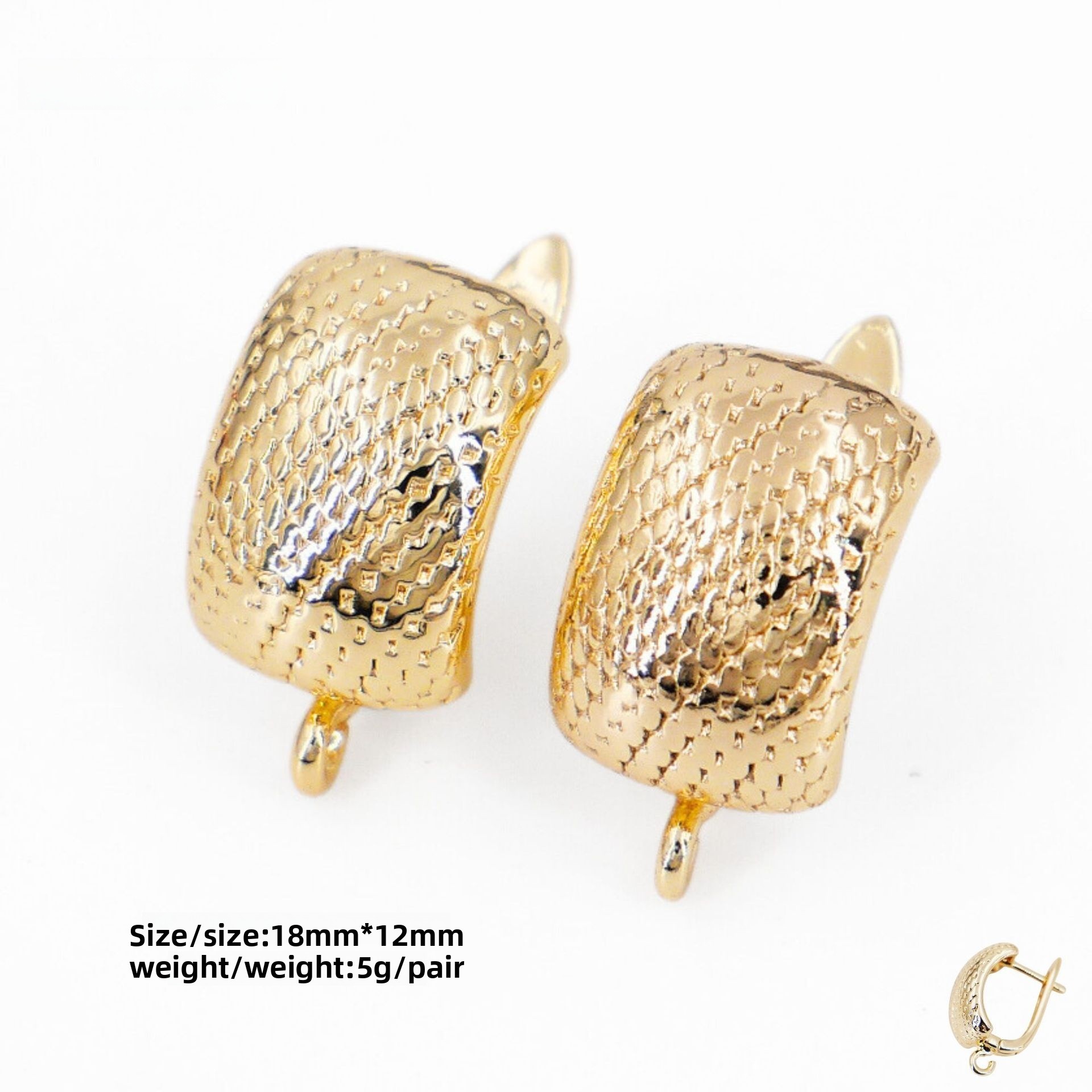 Color-Retaining Copper Plated 18K Gold Fish Scale Hoop Earrings With Pendant Round DIY Earrings Jewelry Accessories