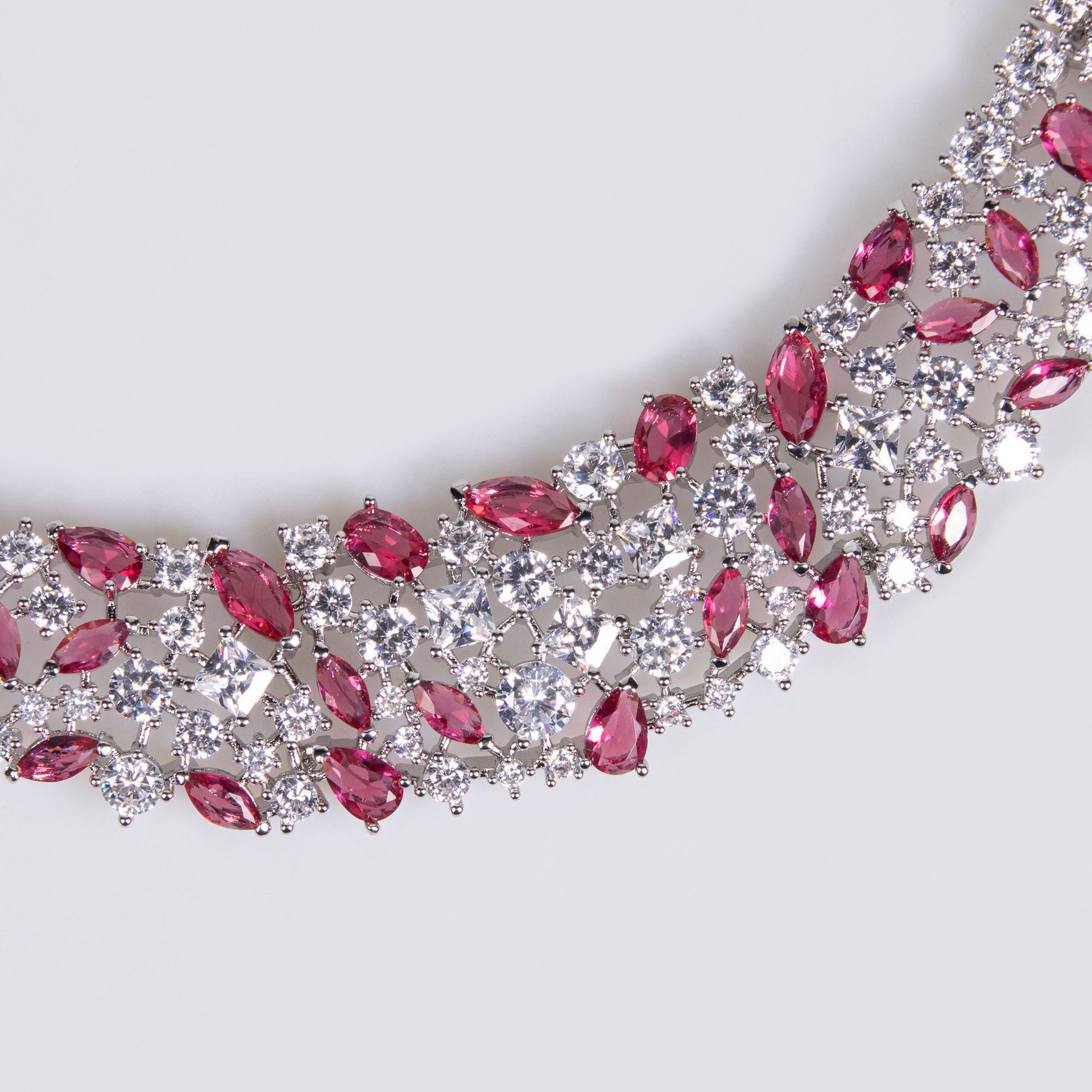 Luxurious Simple Glowing Zircon Wedding Jewelry Set Necklace Earrings  Style Original Design For Women