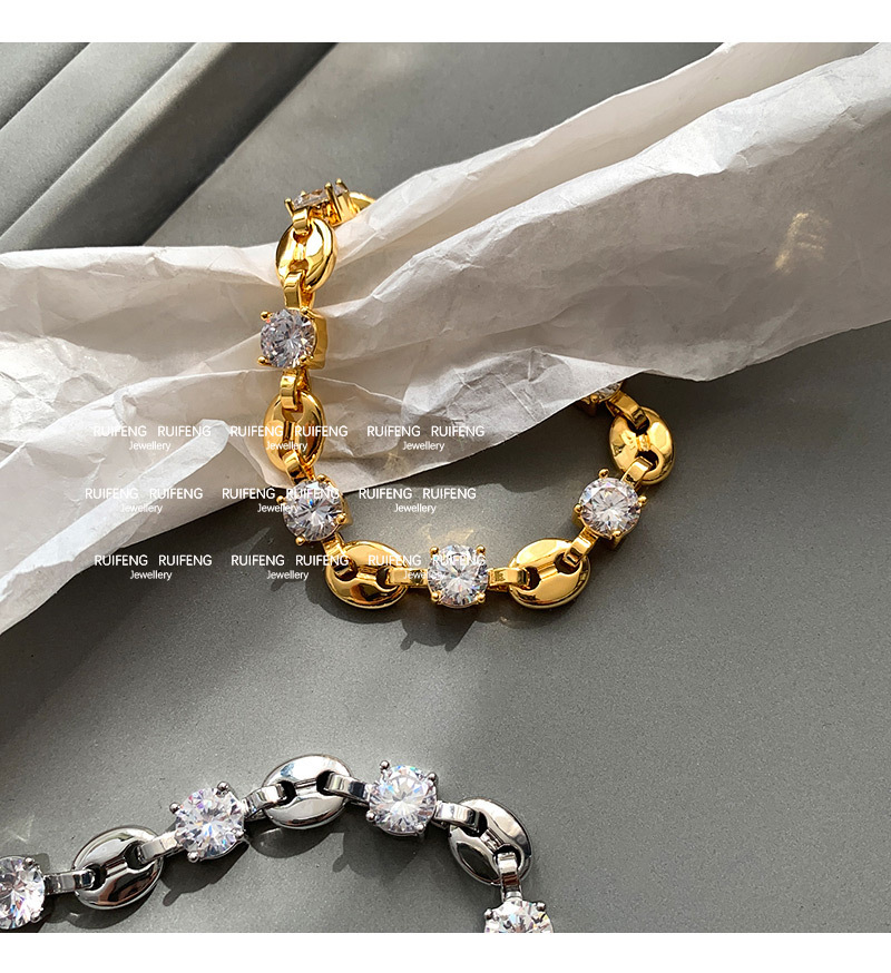 Summer Luxury  Zircon Pig Nose Bracelet Women's Elegant Geometric Pattern High-grade Fashion Jewelry