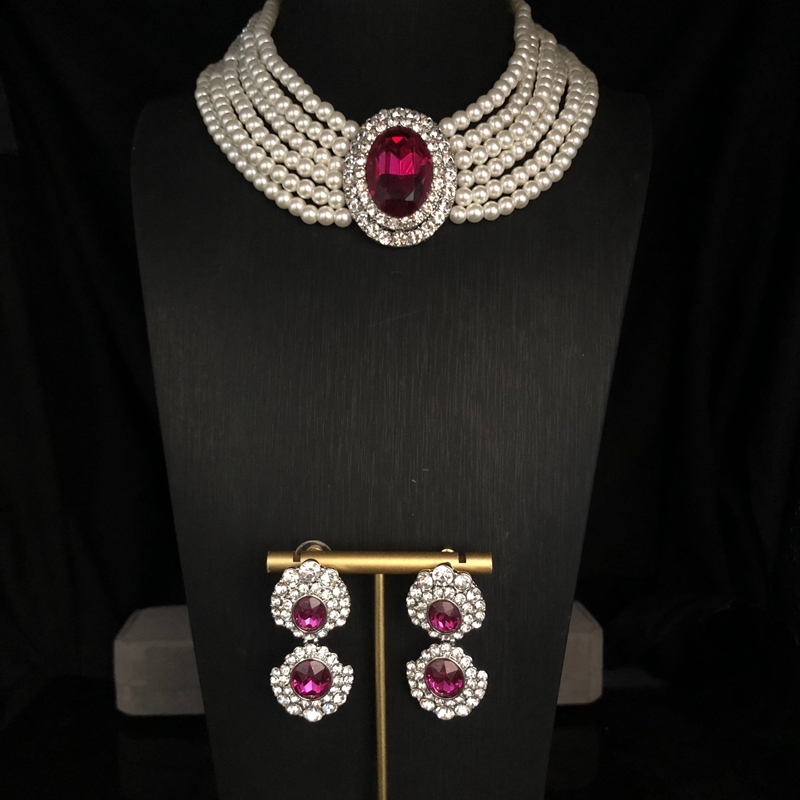1 Piece 1 Pair Vintage Style Wedding Bridal Geometry Artificial Pearl Alloy Inlay Artificial Gemstones Artificial Pearls Glass Women's Beaded Chain Jewelry Set