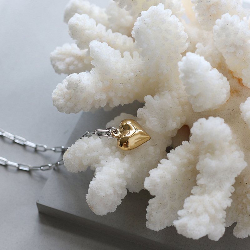 PVD Coated Real Gold Plated 18K Gold Heart 304 Stainless Steel Fashion Waterproof Non Tarnish 304 Stainless Steel Necklace
