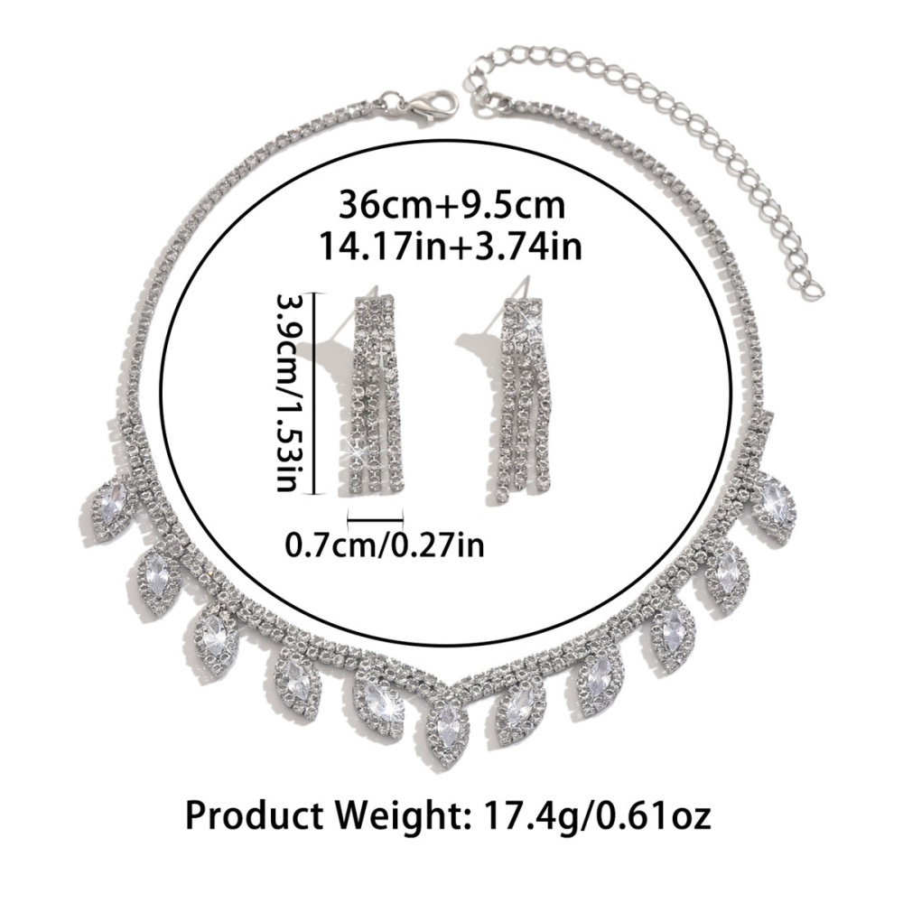 Fashionable  Wedding Jewelry Set Earrings Necklace Bracelet For Bridal Gown Accessories Luxury Style