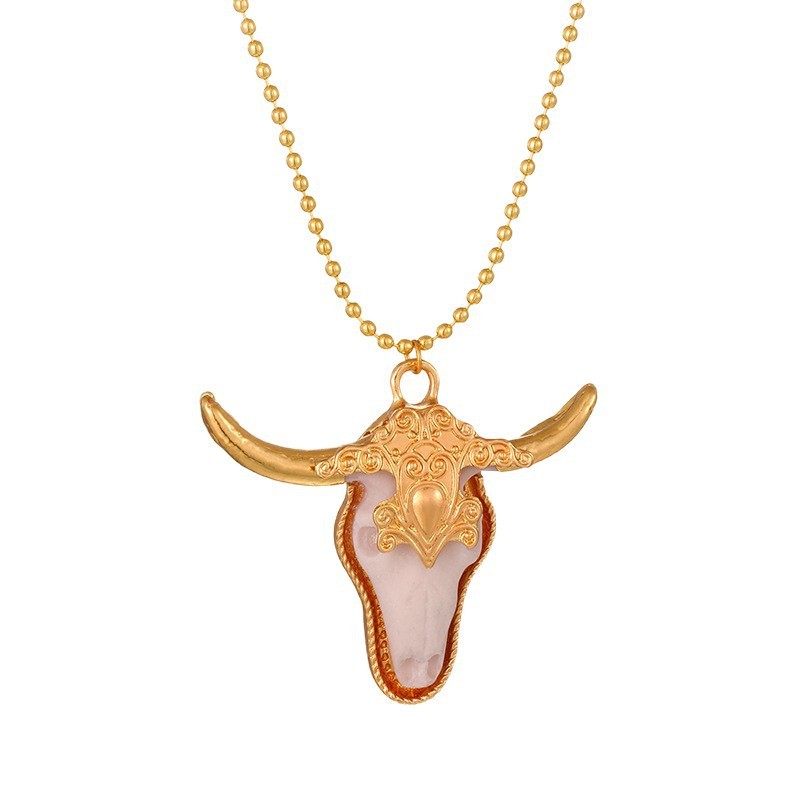 Resin Bull Head Bead Series Necklace Vintage Pendant Valentine's Day Couple Jewelry Accessories