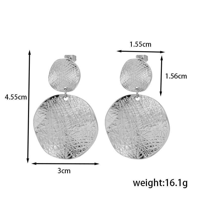 Titanium Steel Geometric Flower Hammer Pattern Luxurious Versatile Earrings Fashion Retro French Style Women's Earrings