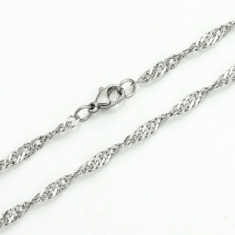 Stainless Steel Water Wave Chain Necklace Versatile DIY Jewelry Chain Unisex Fashion Simple Titanium Steel Clavicle Chain