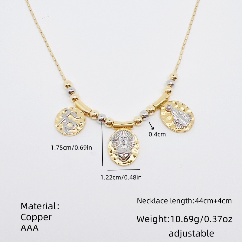 Wholesale Jewelry Luxurious Lady Romantic Faith Cross Heart Shape Copper Peanut Meat Chain Pendant Necklace