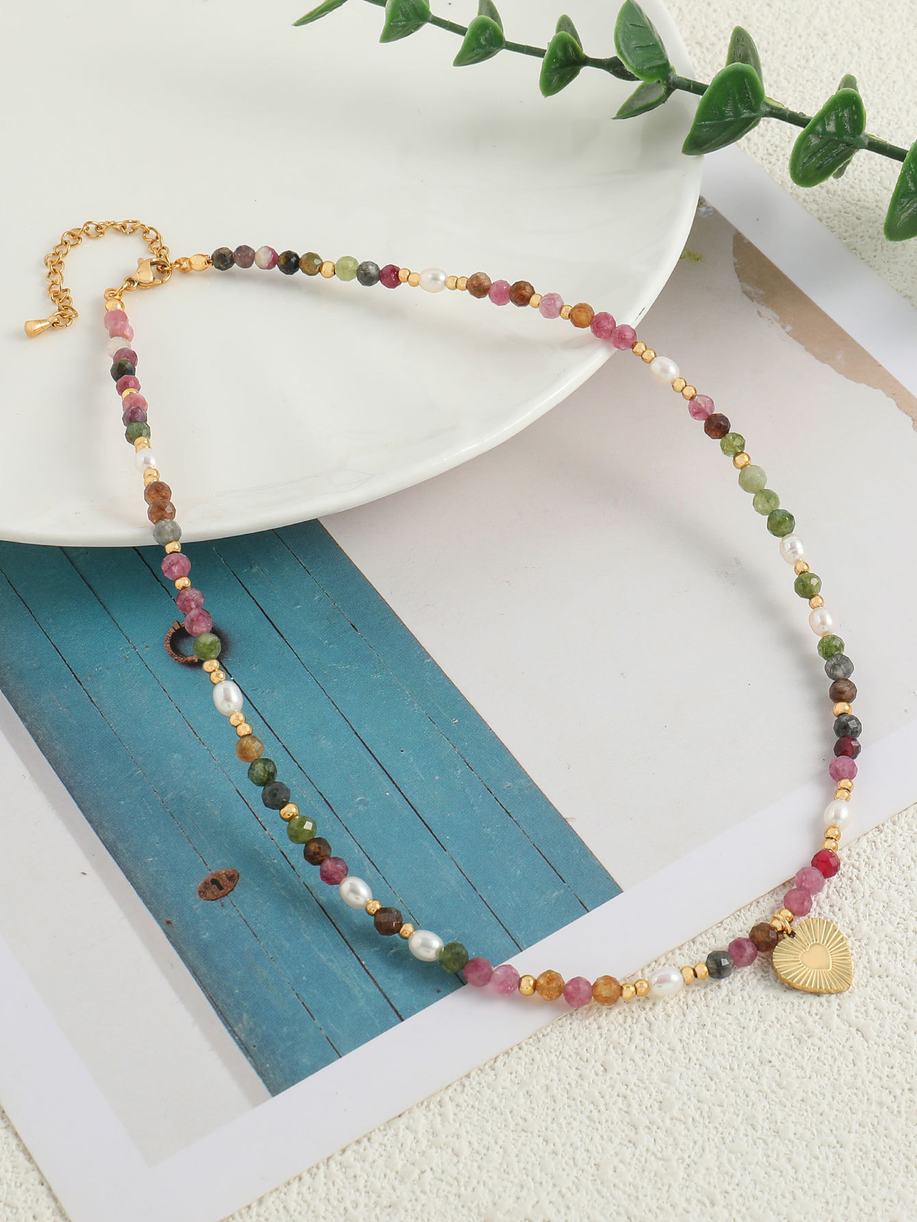 IG Style Modern Style Heart Shape Natural Stone Freshwater Pearl Beaded Women's Pendant Necklace