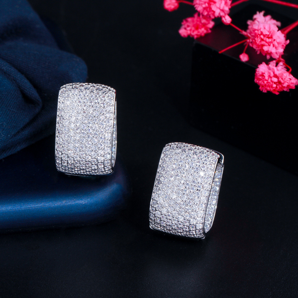 Copper Square Electroplating Artificial Gemstones Rose Golden Plated Platinum Plated Rhodium Plated Elegant Classic Style Plating Inlay Ear Studs