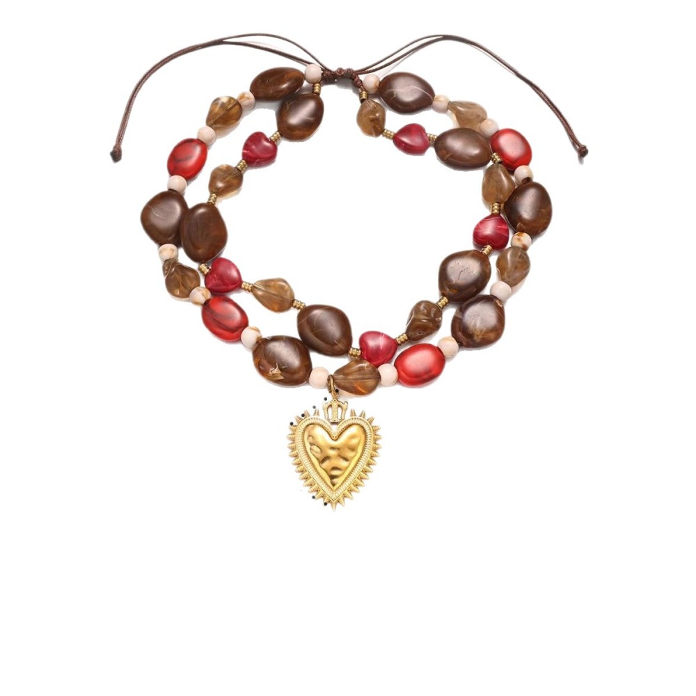 Acrylic Dark Heart Pendant Necklace Stainless Steel Heart Sun Earrings Vintage Accessories