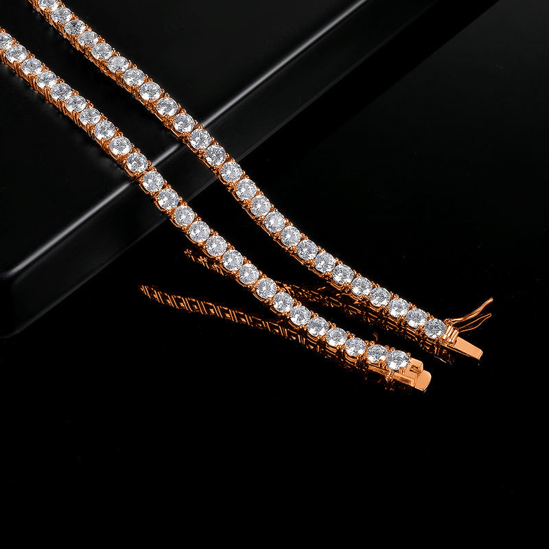 New Fashion Trend 18K Gold Plated Copper Tennis Necklace Diamond Embedded Stylish Popular Factory Direct Sale Unisex Necklace