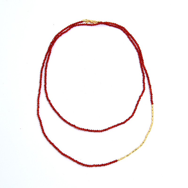 Casual Simple Style Geometric Natural Stone Agate Sterling Silver Gold Plated Sweater Chain In Bulk