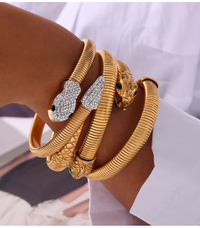 PVD Coated Real Gold Plated 18K Gold Snake 304 Stainless Steel Casual Modern Style Classic Style Waterproof Non Tarnish 304 Stainless Steel Bangle