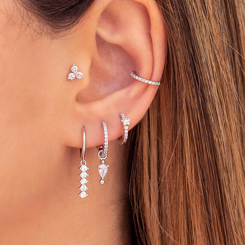 1 Set Sweet Classic Style Geometric Inlay Brass Zircon 18K Gold Plated Drop Earrings Earrings Ear Studs