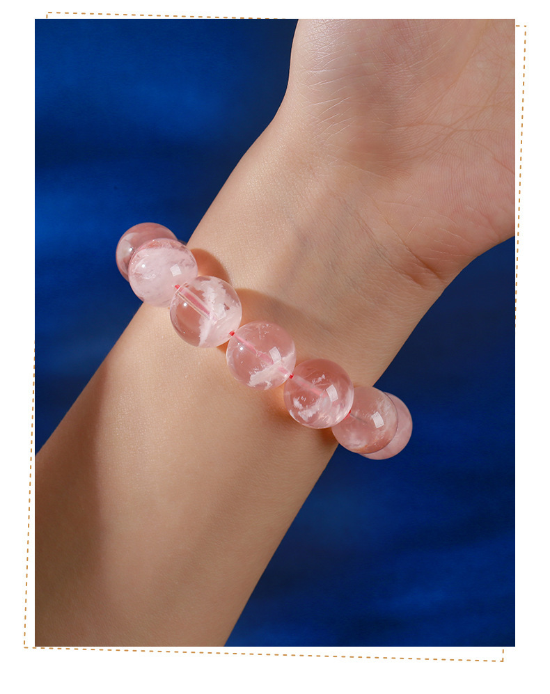 Natural Pink Crystal Ghost Bracelet Fashion Luxury Snowflake Design Geometric Pattern Crystal Sweet Bracelet Women's Gift