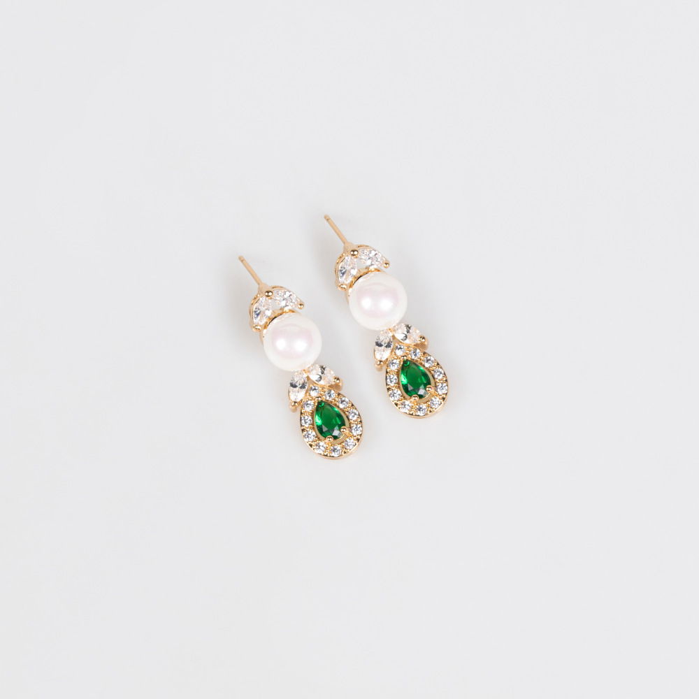 Exquisite Pearl Necklace And Earring Set Full Of Diamonds AAA Zirconia Wedding Accessories Luxury Jewelry For Women Copper