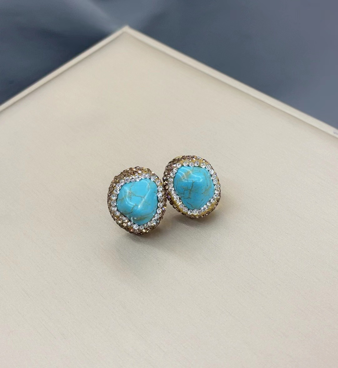 New Natural Turquoise Set  Style Vintage Necklace Earrings Ring Bracelet Jewelry Accessories