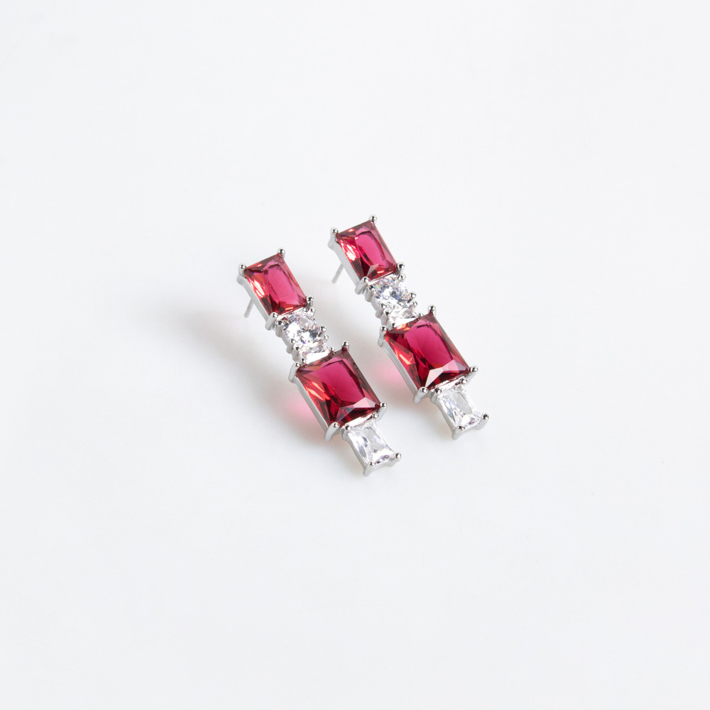 Luxurious Ice Flower Cut Zirconia Necklace Set Wedding Dress Accessories Evening Dinner Party Jewelry Earrings Geometric Pattern