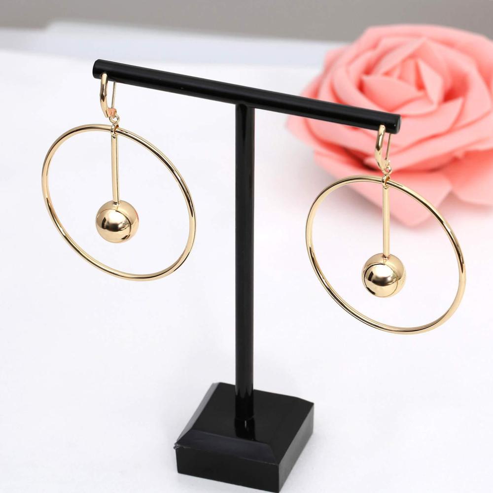 Gold Plated Brass Hollow Oversize Circle Earrings Elegant Simple Design Women's Jewelry Fashionable European Style Ear Cuffs