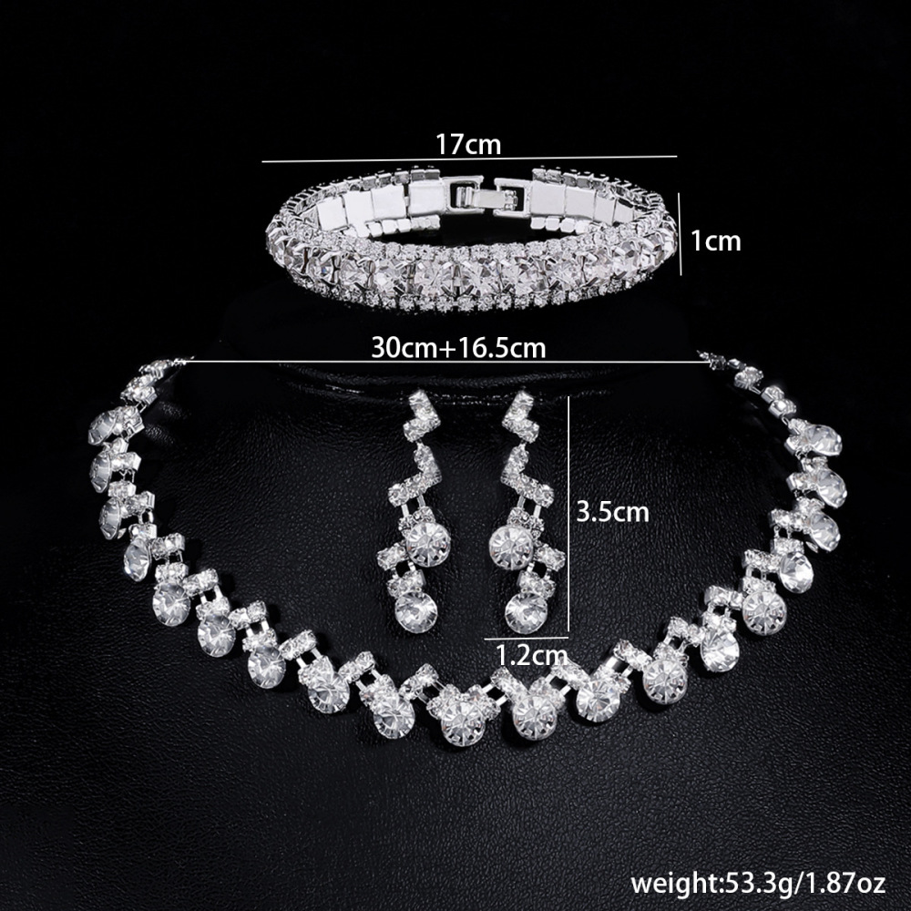 Wedding Necklace Earring Set  Style Bridal Accessories Full Of Diamond Zircon Waterdrop Jewelry For Women